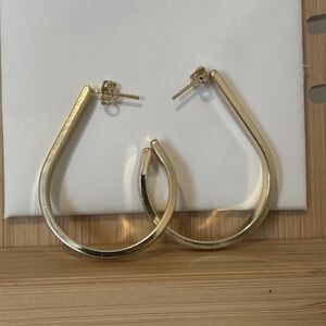 Chunky Gold Plated Teardrop Hoop Earrings bold Modern Statement Geometric Hoops
